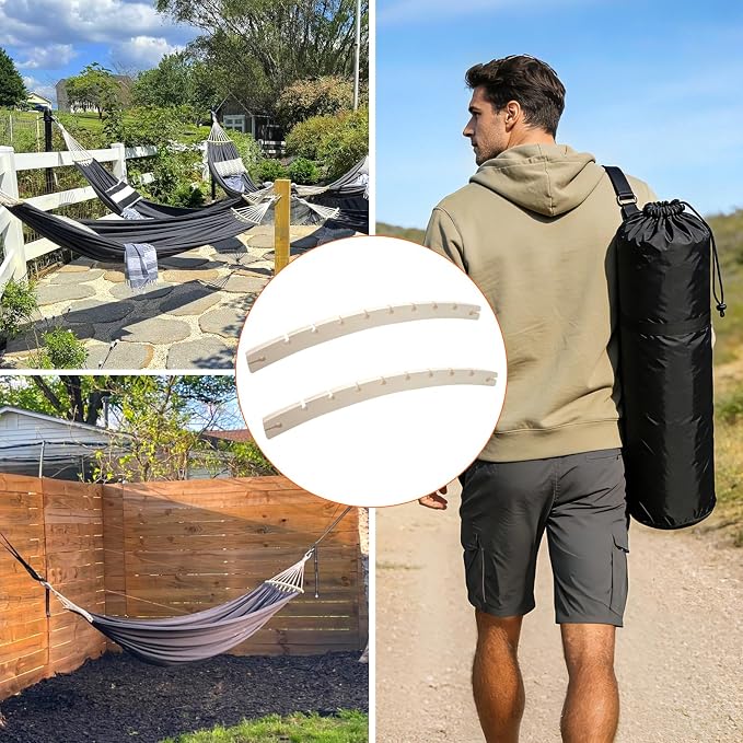 2 PCS Detachable Hammock Spreader Bars, Wooden Hammock Spreader Bar, Hammocks Durable Replacement Accessories Bars for Patio, Backyard, Camping, Garden