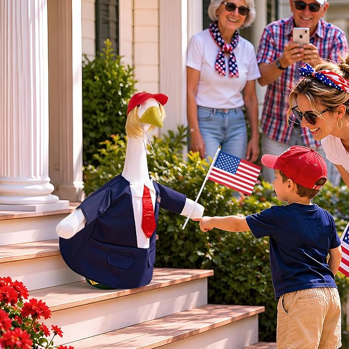 1 Set Patriotic Porch Goose Outfit for 23 Inch Goose Statues | 4th of July Goose Clothes for the 250th Anniversary, Independence Day Yard, Garden and Patio Displays