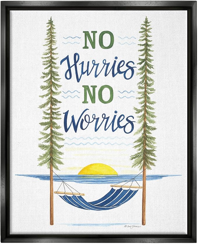 Stupell Industries No Hurries Worries Hammock Scene Floating Framed Wall Art, Design by Deb Strain