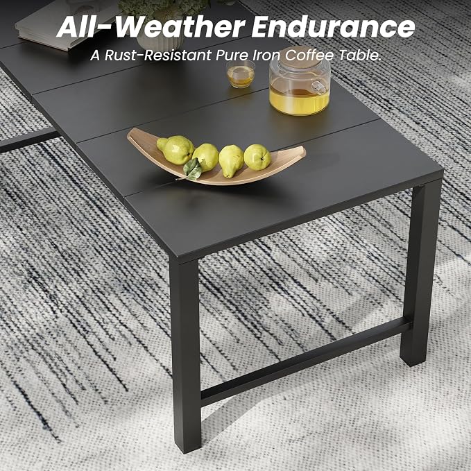 Soohow Outdoor Patio Furniture Set, 5 Piece Patio Furniture Set, 2 x Swivel Chair, 1 x 3-Seats Sofa, 1 x 2-Seats Sofa, and 1 x Coffee Table, Metal Conversation Set for Porch, Balcony, and Backyard