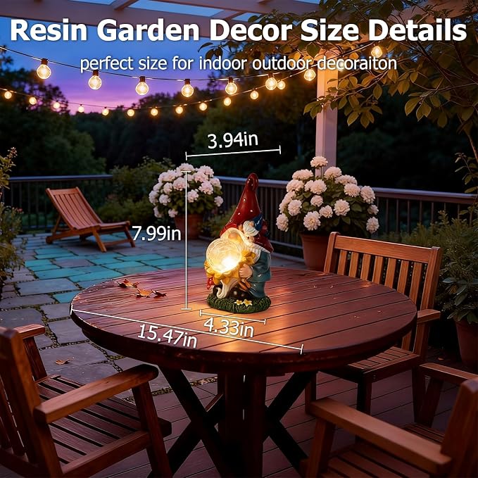 Solar Gnomes Garden Decor Outdoor Statues, Christmas Gnomes Gardening Gifts for Women Mom, Gnomes Decorations for Yard with Sunflower Decor Solar Lights for Outside, Patio, Lawn, Porch Decor
