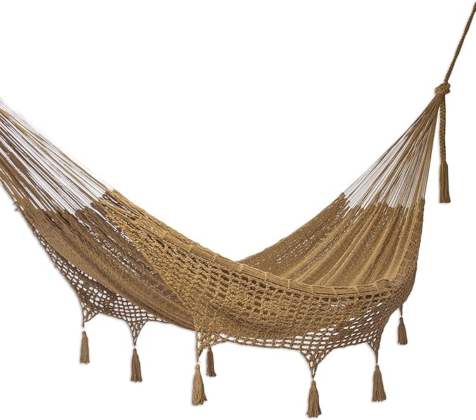 Novica Handmade Maya Memories in Olive Cotton Rope Hammock (Triple)