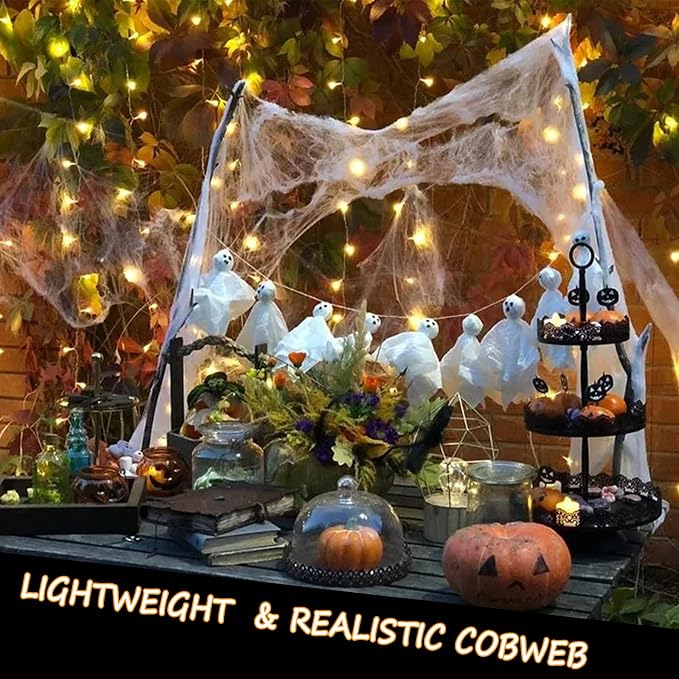 Spider Webs Halloween Decorations,300Sqft Spider Webs | with 30 Fake Spiders,Stretchable DIY Cobwebs Indoor/Outdoor Scary Outside Garden Window Yard Tree home Parties,Haunted Houses