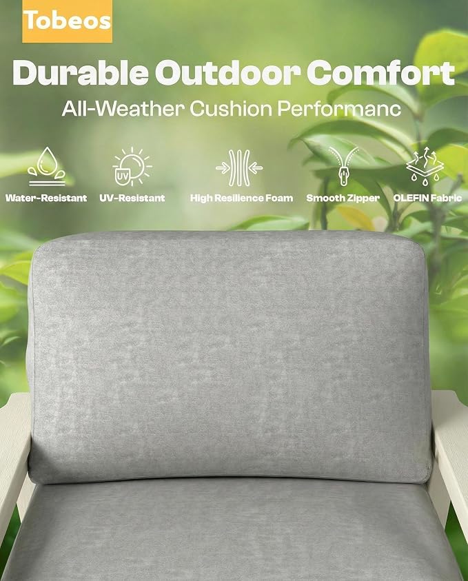 7 Piece HDPE Outdoor Furniture Set with Gray Cushions (White Frame) | All-Weather HDPE, Modular Design, Extra-Deep Seating, Thick Cushions, Ideal for Backyard, Deck & Porch