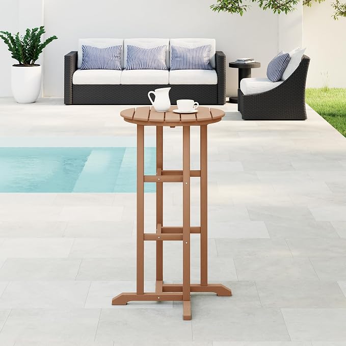 WestinTrends Malibu 42" Counter Height Round Outdoor Patio Bistro Bar Table, Teak