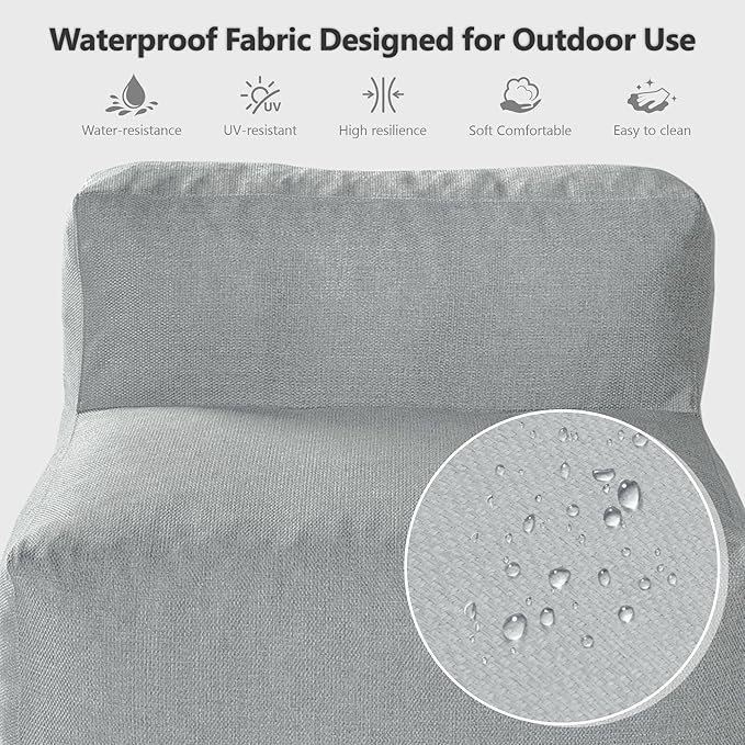 Patio Furniture Set, 5 Pcs Outdoor Conversation Set with Bean Bag Middle Chairs, Corner Chair, Ottomans, Modern Foam Couch Set for Garden, Deck, Balcony (5, Light Gray)