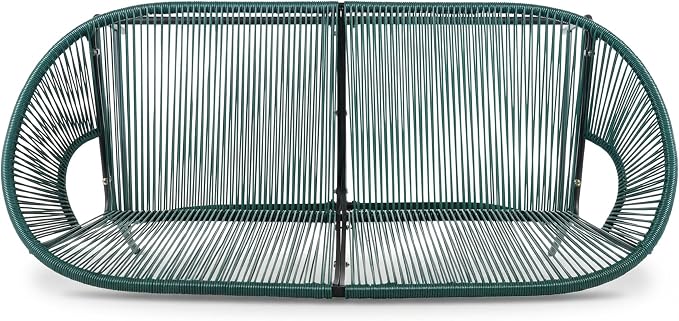 Christopher Knight Home Dessa 3 Piece Patio Furniture Set, Wicker Patio Loveseat Sofa and Accent Chair Set of 2, Metal Double Papasan Chair, Teal