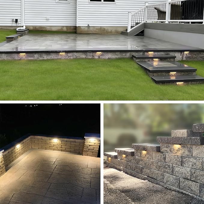 GKOLED 20-Pack Frosted Lens Hardscape Light, UL Listed, 6.8 Inches Long, Integrated 2700K LED Lighting Source, Landscape LED Step Lights, Solid Die-cast Aluminum Housing, Low Voltage 12V AC/DC
