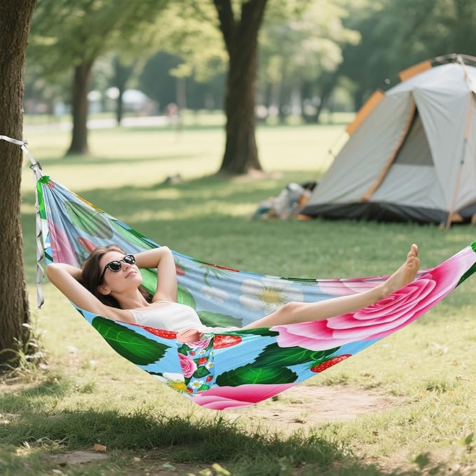 Hammocks for Outside Roses Camping Hammock Portable Hammocks with Tree Straps and Carry Bag Camping Accessories for Hiking Beach Outdoor