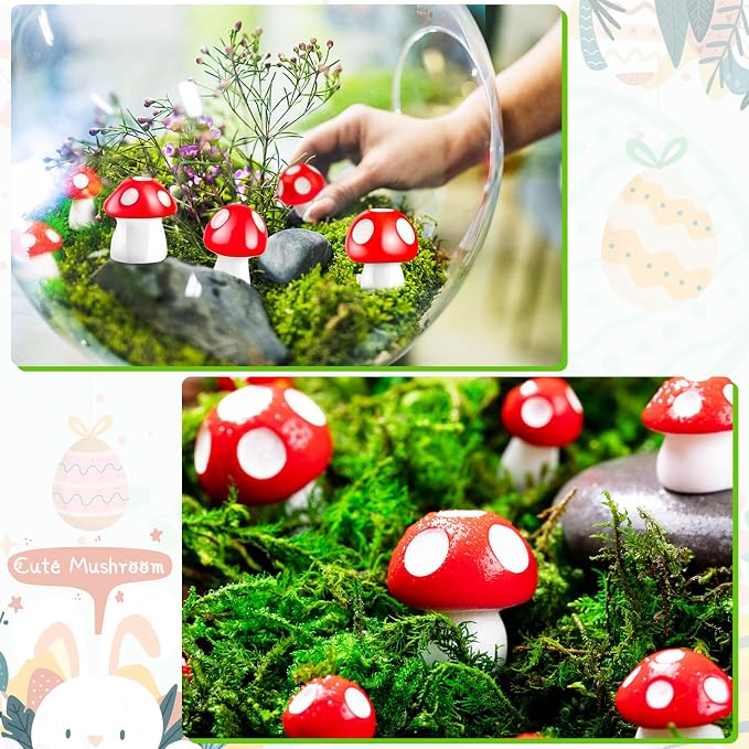 120 pcs Mini Resin Mushrooms for Garden | Tiny Mushrooms, Garden Decoration, Bonsai Micro Landscape, Statue Decoration