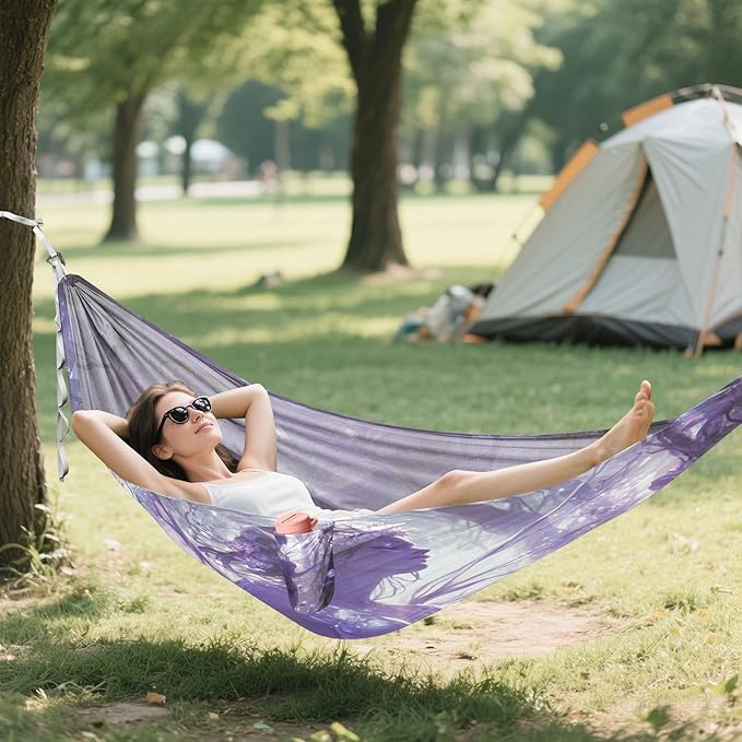 Fairy Game Anime Girl Hammocks Foldable Tree Hammock for Outside Patio Garden