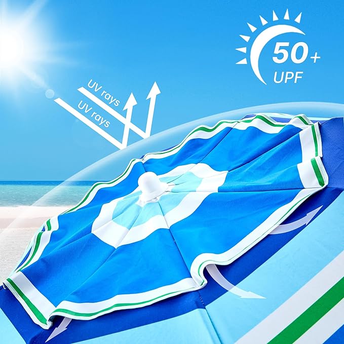 Aohanoi Outdoor Umbrella - Sun Protection, Rain Resistant, Windproof with Manual Open-Close Feature - Ideal for Beach, Camping, and Picnics