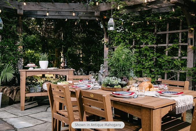 LuxCraft Poly Island Dining Table, 44" x 72" Rectangular Outdoor Patio Table, Made with Recycled Plastics, Made in USA (Weatherwood)