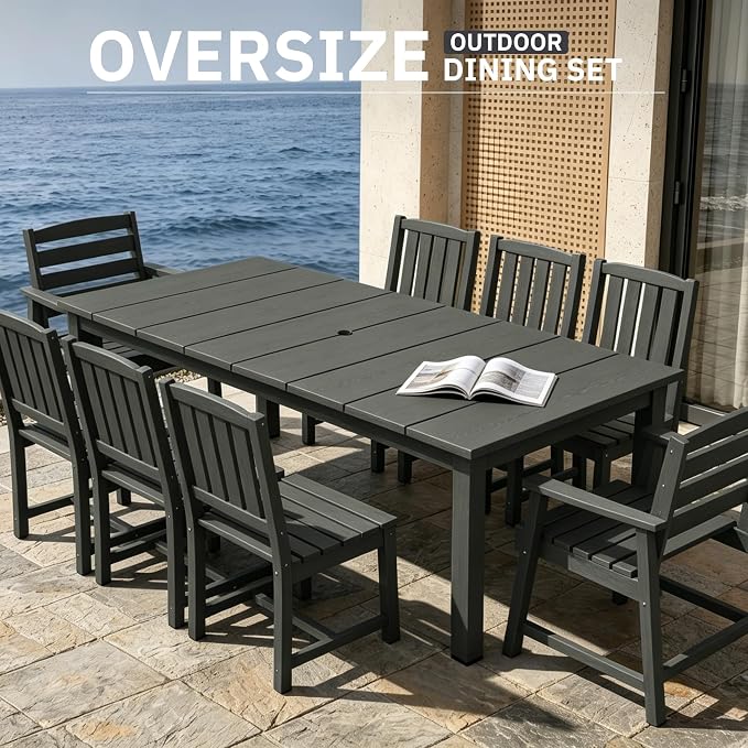 AreShark Patio Dining Chair Set of 2,All Weather HDPE Outdoor Dining Armless Chairs with Wide Seat and Backrest,Weatherproof Patio Chairs for Garden,Backyard,Deck,Gray