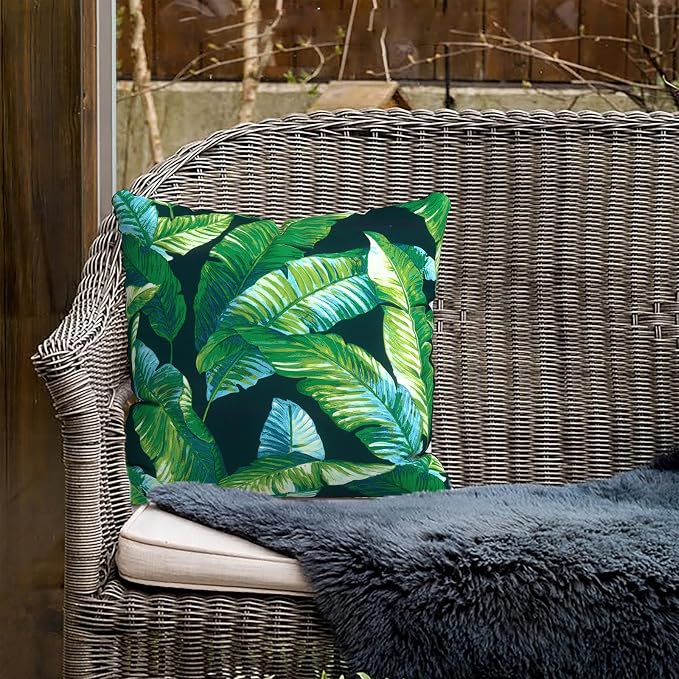 Outdoor Pillow Covers for Patio Furniture 20x20 Inch, Decorative Patio Throw Pillow Covers Set of 2, Modern Square Cushion Cases for Porch Garden Home Office, Hanalei Lagoon