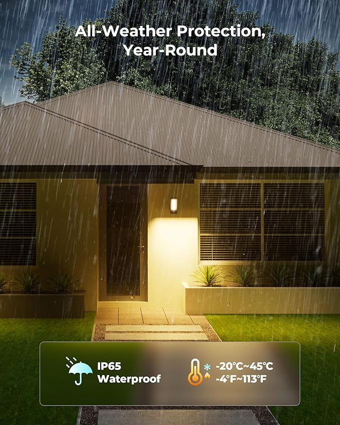 Motion Sensor Outdoor Light, 10000mAh Rechargeable Battery Operated Outdoor Light with Remote, 3 Modes with Red Alert, Dimmable & 3CCT, Waterproof Outdoor Security Lights for Porch, Backyard, Garage