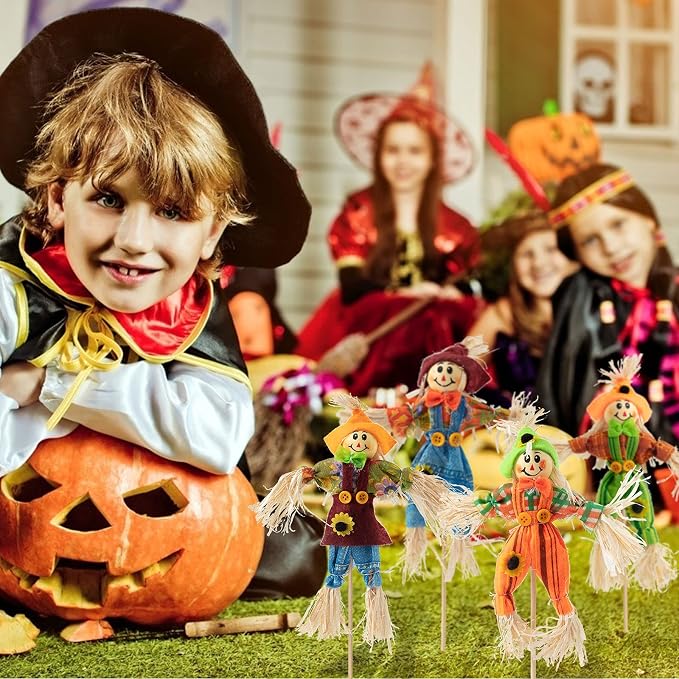 6 PCS Halloween Scarecrow Decorations, Scarecrows Fall Decor | Outdoor, Fall Harvest, Standing Scarecrow, for Garden, Home, School, Yard, Porch, Thanksgiving Decor ﻿