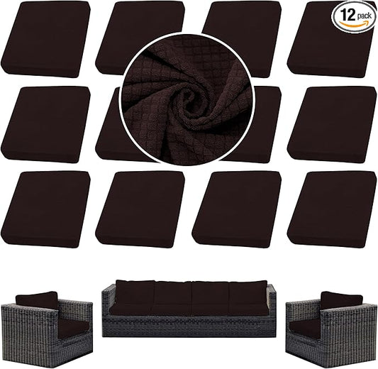 Outdoor Cushion Covers Set,12PCS Patio Furniture Couch Seat Slipcovers, Replacement for Sofa Sectional Chair(Cover，Only)
