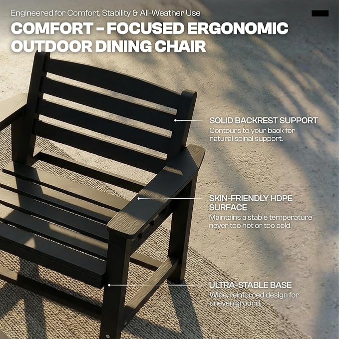 9-Piece Outdoor Dining Set for 8, 75.2" HDPE Table with Umbrella Hole & 8 Chairs, All-Weather Patio Furniture for Lawn, Yard, Deck, or Poolside, Fade & Crack Resistant (Black)