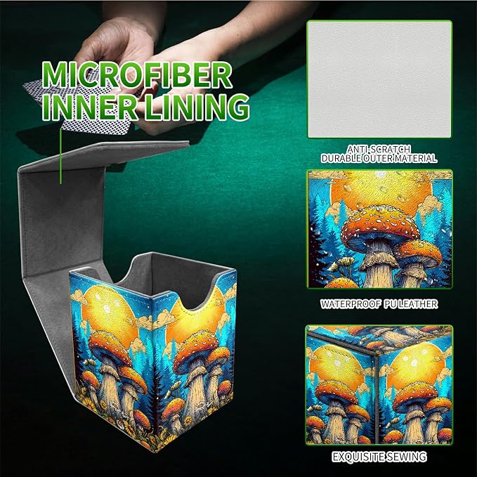 Strawberry Cat Card Deck Box for MTG, Personalized Card Storage Case Fits 120+ Sleeved Cards, Premium Leather TCG Box with Strong Magnetic Closure for Magic, CCG, PTCG, Baseball Cards