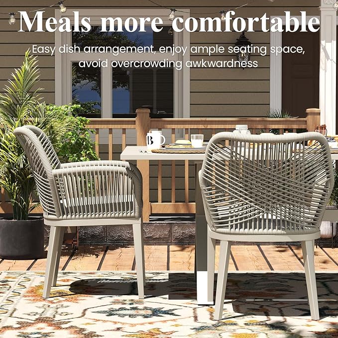 LayinSun Outdoor Dining Set for 8, 9 Pieces Patio Furniture Sets with Aluminum Dining Table and Rope Weave Chairs