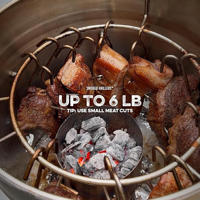Barrel Smoker Grill Combo | 100% Stainless Steel Barrel | 95% Less Smoke, Even Heat | Easy to Use & Clean – Vertical Smoker Ideal for Balconies and Backyards (MINI-6 LBS)