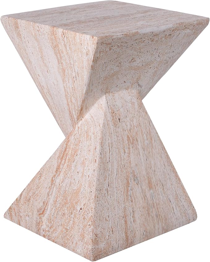 Christopher Knight Home 18.5 Inch Modern Outdoor Faux Concrete Side Table, Patio End Table with Sculptural Fluted Geometric Design, Accent Table for Garden Balcony Poolside