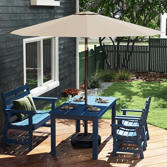 GREENVINES 9-FT-Patio-Umbrella | Outdoor-Table-Umbrellas | 8 Sturdy Fiberglass Ribs | Push Button Tilt & Crank | Waterproof | Market Umbrella | for Pool Backyard Garden Deck | Tan