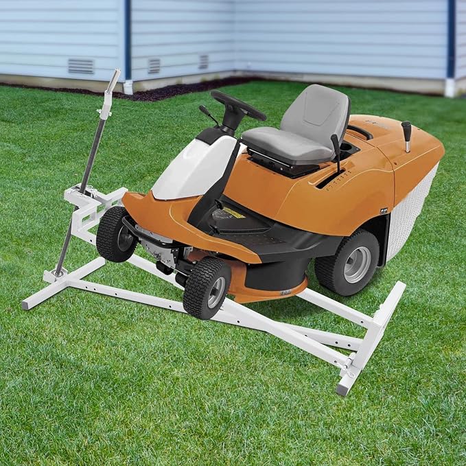 Lawn Mower Lift, 29 Inch Lawn Mower Lift Tool Adjustable Movable Lawn Mower Lift Solid Carbon Steel Lawnmower Lifting Machine for Riding Lawn Mower, Zero Turn Lawn Mowers (Regular Gray)