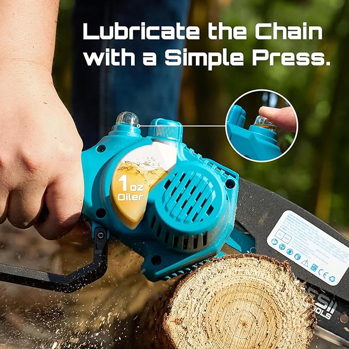 SEESII Chainsaw 6 Inch Mini Electric Chainsaw Cordless Battery Powered, 2026 Upgraded Hand Held Saw with 2x2000mAh Batteries for Wood/Tree Trimming, Chain Saw Gift for Men Husband Father Gardener