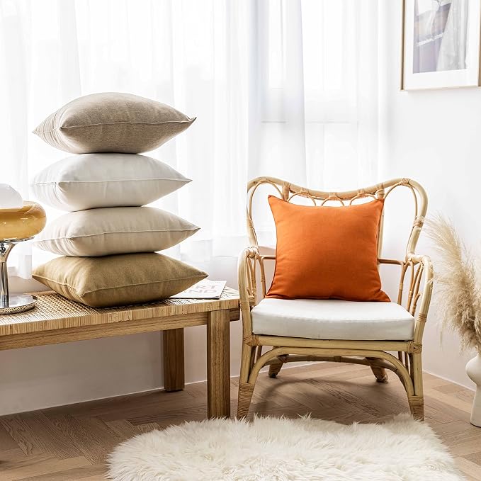 Home Brilliant Rectangle Pillow Cover 12x20 Linen Pillow Covers Waterproof Outdoor Throw Pillows for Patio, 30x50 cm, Set of 4, Light Linen