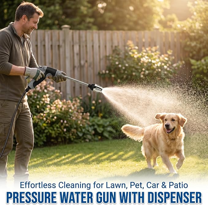 Aquoxis Pressure Washer, 2026 New Handheld Power Washer 360° Rotating Nozzle, 3 Spray Modes, Stainless Steel Universal Hose Fit, Multi Function Lawn & Garden Watering Sprayer, Tool-Free Installation