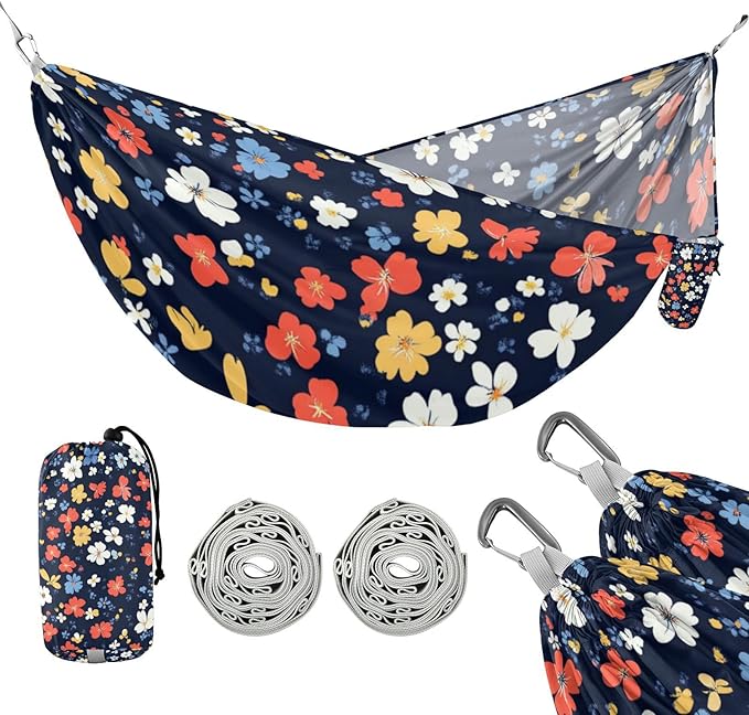 Multi-Small Flowers and Butterflies Color to Red and Blue_4 330lb Capacity Outdoor Hammocks with Hanging Rope Hanging Hammock for Outside Camping Essentials macas mexicanas de Patio para
