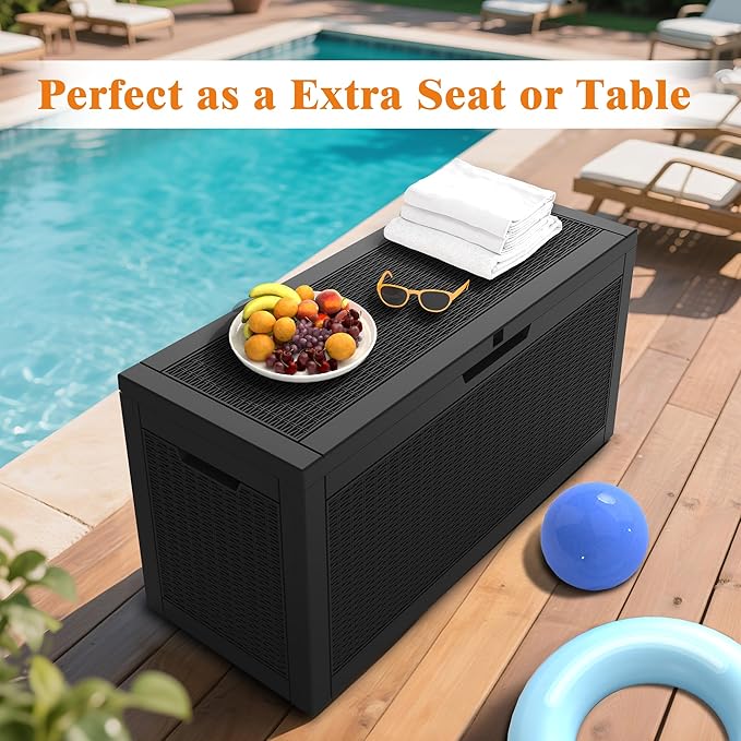 Outdoor Storage Box, 66 Gallon Waterproof Deck Boxes, Large Lockable Pool Storage Bins for Package Delivery, Porch, Garden Tool, Cushion, Patio, Anti-Theft Weatherproof & UV-Resistant Parcel Drop Box