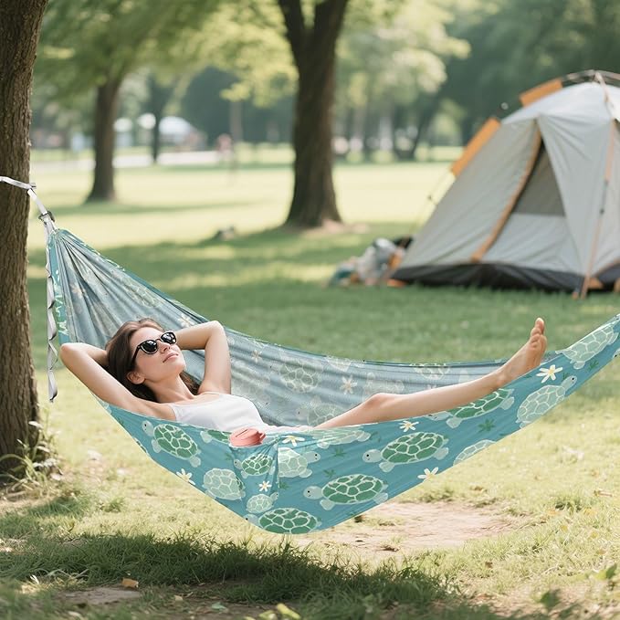 Camping Hammock Outdoor Hammocks for Outside Turtle Tortoise Cute Beach Trees Portable Lightweight with Pockets Tree Straps Indoor