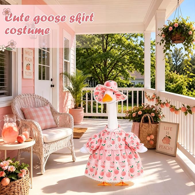 FuWeave Fall Porch Goose Outfit for Lawn Decor | Fits 23"/17" Lawn Plastic/Cement Statue Goose Costume Dress for Front Outdoor Courtyard Garden Patio Yard Decoration
