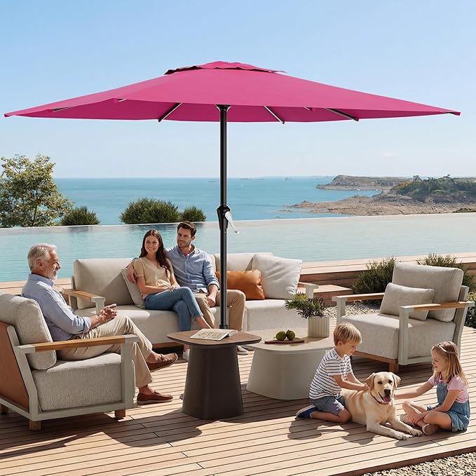 AreShark 8' x 10' Rectangle Patio Umbrellas for Outdoor, Outdoor Table Umbrella, Large Outdoor Patio Umbrellas with 8 Sturdy Ribs for Pool, Garden, Market (Rose Pink)