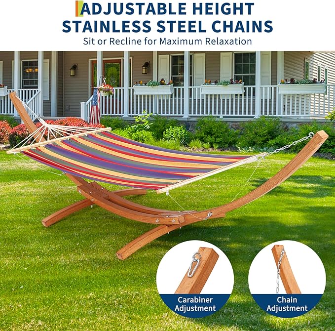 Hammock Stand, Wood Hammock Stand Only for Patio Backyard Indoor Outdoor, Max 475 Lbs, Curved