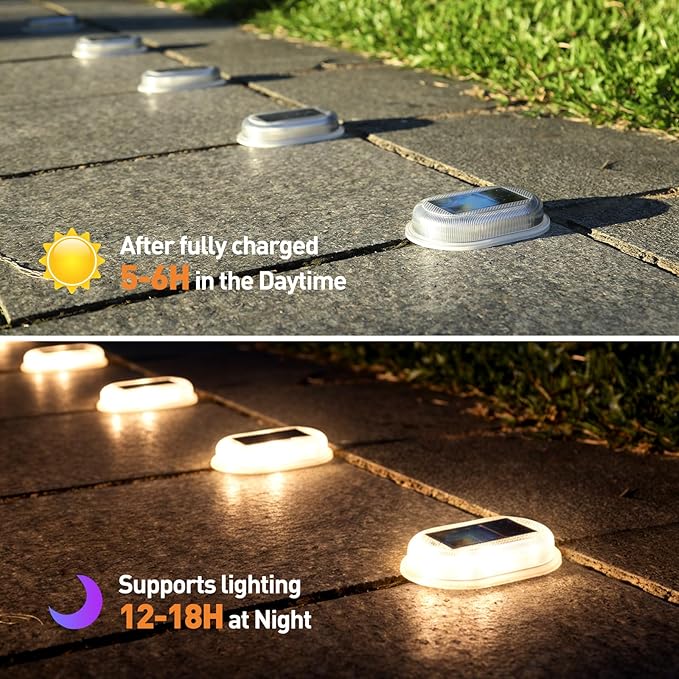 AGPTEK RGB Solar Deck Lights with Remote Control 12 Pack, One-Click Sync Group Control & 10 Light Modes & RGB Chasing, Outdoor Decorative Driveway Marker for Pathway, Dock, Step, Walkway, Yard, Garden