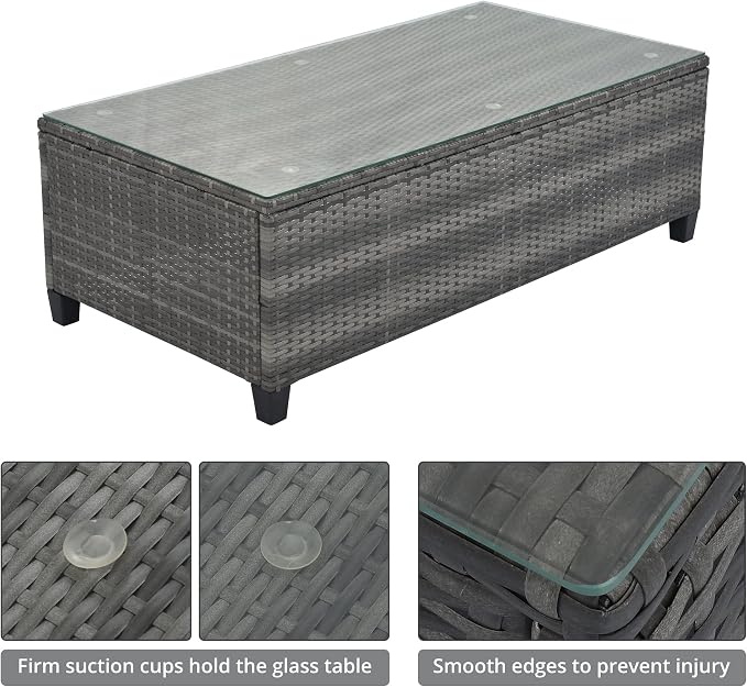 8-pieces Outdoor Patio Half-Moon Sectional Sofa Sets With Rectangular Coffee Table, All Weather PE Rattan Wicker Curved Sofa Set, Water-resistant and UV Protected Conversation Sets (Gray 8-piecesr)