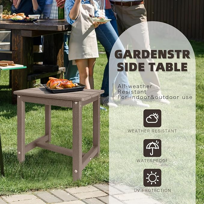 GARDENSTAR Adirondack Square Side Table,one-Tier Outdoor end Table, Patio Side Table for Pool,Porch,Backyard,Relaxing Companion