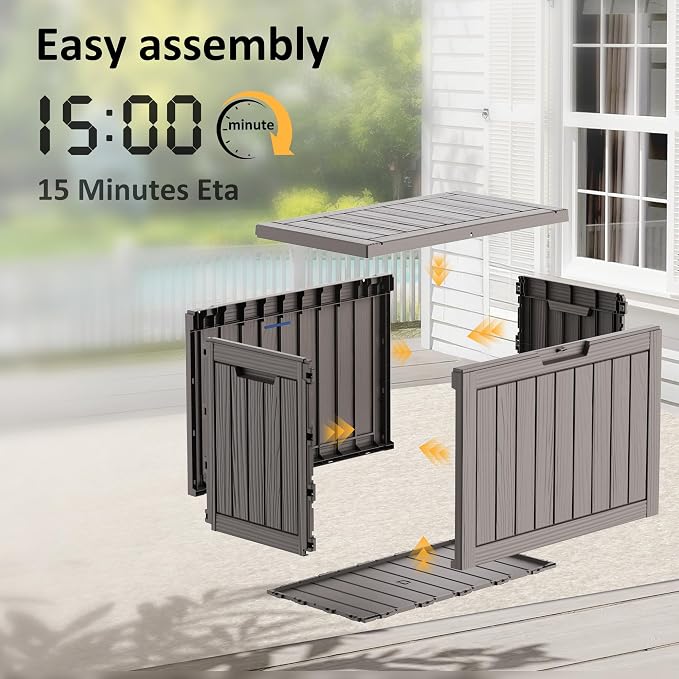 Package Delivery Box, Lockable Resin Outdoor Package, Waterproof Deck Box for Porches, Patios, Indoor & Outdoor Use (55 Gallon, Grey)