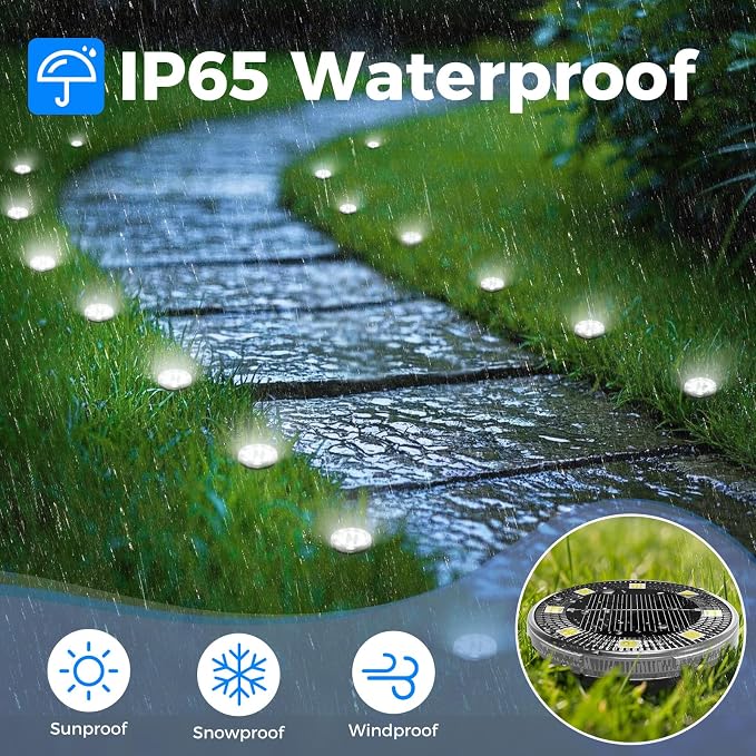 Mini Solar Ground Lights, 2 Pack Flat Solar Disc Lights Outdoor Waterproof, 2.3 Inch Small Solar Garden Lights Landscape Lighting for Outside Pathway Garden Yard Lawn Walkway,Cool White