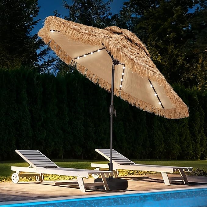 7.5FT Patio Umbrella, Outdoor Table Umbrella, Market Umbrella with Push Button Tilt and Crank for Garden, Lawn, Deck, Backyard & Pool