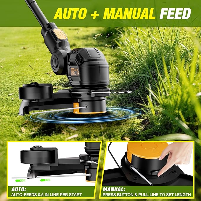 HEINPRO Cordless String Trimmer Compatible with Dewalt 20V MAX Battery, 12-Inch Electric Weed Wacker, Auto Line Feed, Weed Eater Battery Powered Grass Trimmer, w/ 6 Line Spools, Black(Tool Only)
