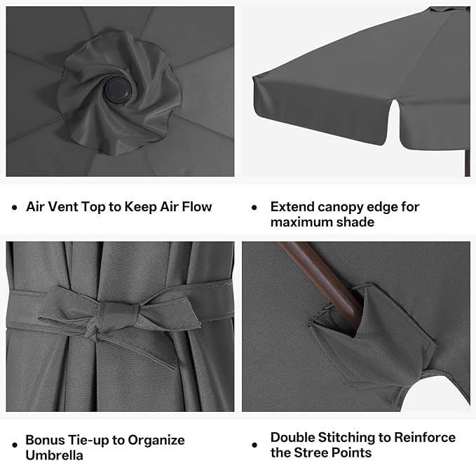 MASTERCANOPY Valance Patio Umbrella 9 ft Replacement Canopy for 8 Ribs-Charcoal Grey Canopy Only