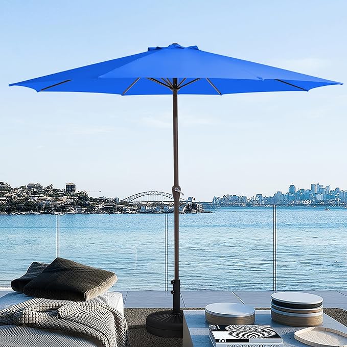 JEAREY 12' Patio Umbrellas Outdoor Market Umbrella w/Crank, Table Umbrella 8 Sturdy Ribs, UV Protection Windproof for Garden, Deck, Backyard, Pool(Royal Blue)