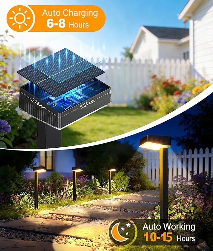 ELECLINK Solar Pathway Lights Outdoor, 4 Pack Garden Lights Solar Powered Path Lights with Bigger LED Lens, 2 Light Modes Waterproof Outdoor Solar Light for Yard Driveway Walkway Landscape Patio Lawn
