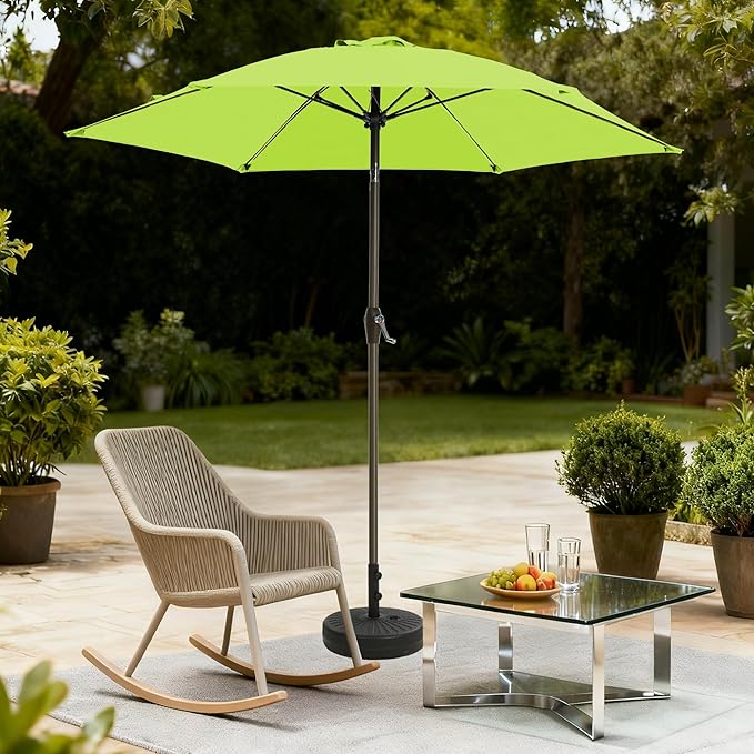 7.5FT Large Outdoor Patio Umbrella with Crank & Tilt - Durable Market Umbrella for Outdoor Patio with 6 Fiberglass Ribs for Poolside,Deck,Yard,Garden