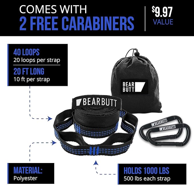 Bear Butt Double Camping Hammock and Bear Butt Kodiak Hammock Straps Bundle